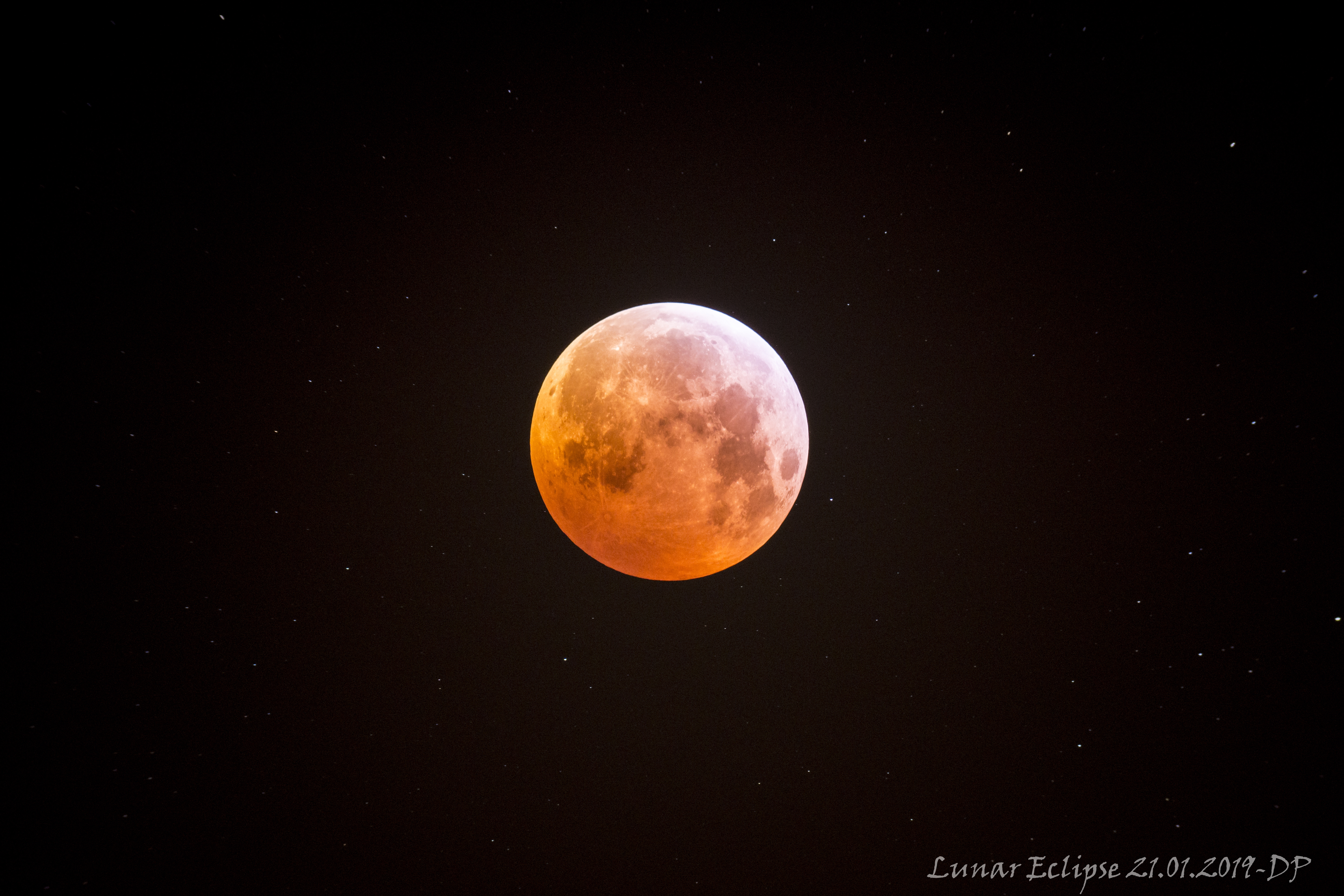 Foto vom Blutmond bei der Mondfinsternis am 21.01.2019